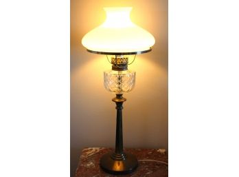 Vintage Table Lamp With A Glass Shade