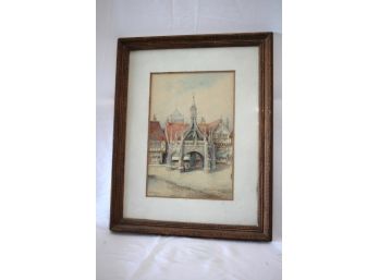 Framed Watercolor By Gw Cook 1908