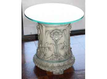 Gorgeous Floral Pedestal With Glass Top