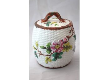 Vintage Asian Style Biscuit Jar With Floral & Butterfly Detail