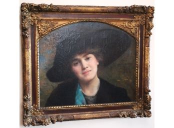 Antique Portrait Painting Signed By The Listed Artist Paul Leroy