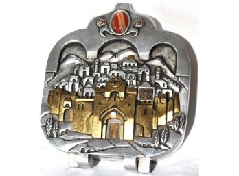 Frank Meisler Israel 66/250 Limited Edition Prayer Box With Polished Stone Insert On The Top