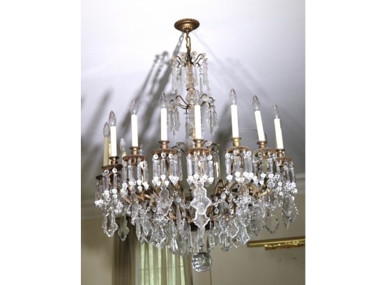 Large, Elegant & Impressive 19 Light Faceted Crystal Chandelier
