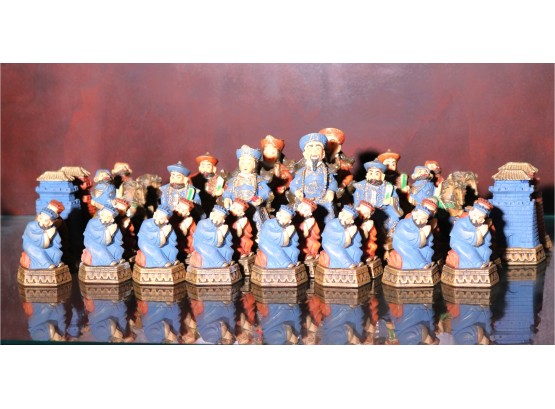 Vintage Chess Set In Resin Featuring Chinese Emperors