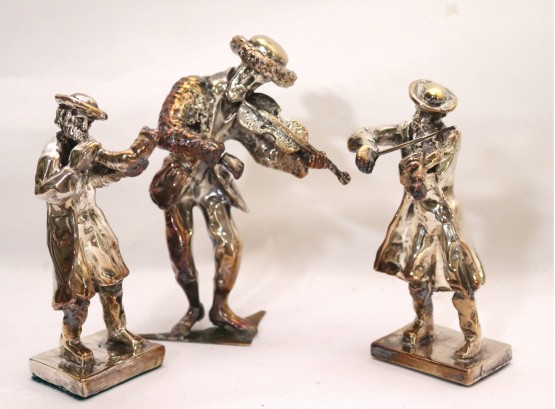 Lot Of 3 Sterling Silver Overlay Figurines Of Musicians