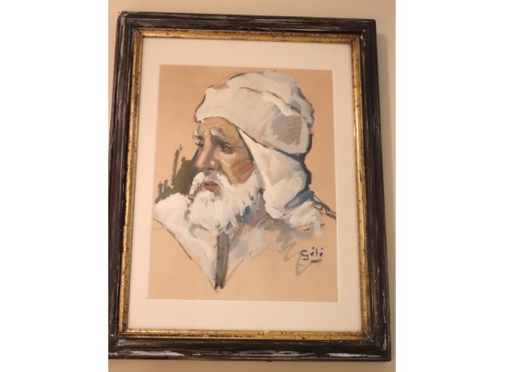 Watercolor Of Middle Eastern Man, Signed Gete