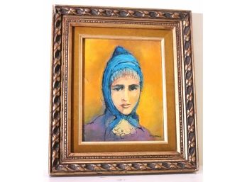 Ben Asher 1960s Era Portrait Of Young Girl With Headscarf
