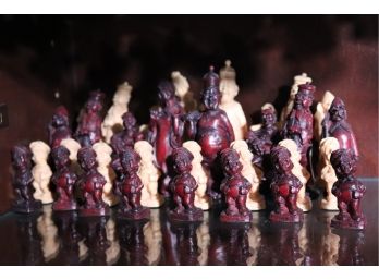 Vintage Chess Set In Resin Featuring British Monarchs