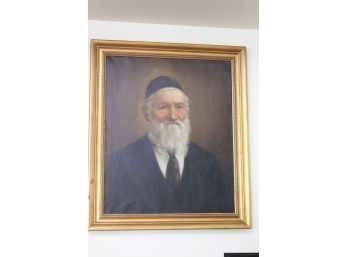 Antique Oil Portrait Of Religious Jewish Man