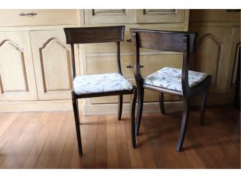 Pair Of Side Chairs With Crewel Fabric