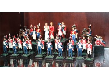 Vintage Chess Set In Metal Featuring Napoleon & Soldiers