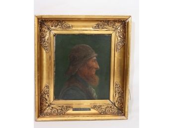 Antique Portrait Of A Fisherman, By A. Dorph In Original Gold Frame