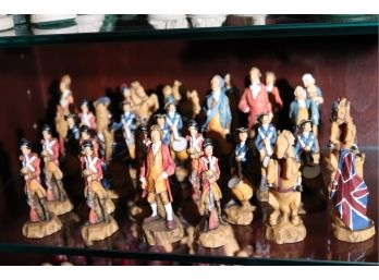 Vintage Chess Set In Resin Featuring American Revolution & Patriots