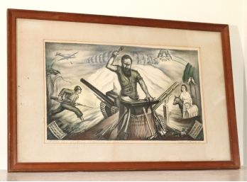 Saul Rabino Signed Lithograph Titled After The Victory Prophecy Of Isaiah
