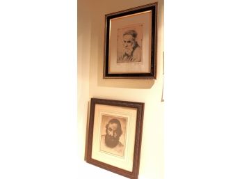 Two Signed And Numbered Engravings Of Rabbis Signed By Artist In Original Frames