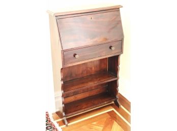 Antique Mahogany Accessory Bookcase Cabinets With Drop Front Desk