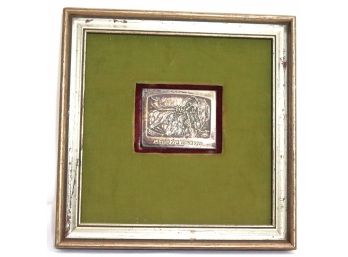 Vintage Silver Plaque Of Rabbi With Shofar Framed