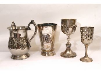 Lot Of Judaica With Kiddush Cup, Hand Wash And Cup & More