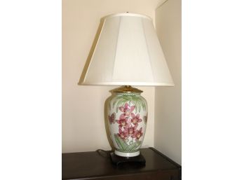 Hand-Painted Lamp With Orchids & Butterflies