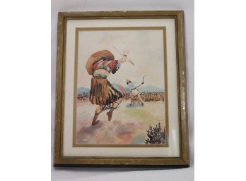 Watercolor Painting Of Ancient Warriors Signed By Artist