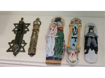 Five Mezuzah Holders, With Handmade, Porcelain And Metal Styles