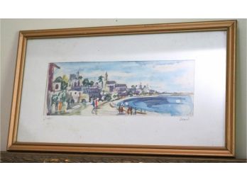 Framed Watercolor Of Jaffa, Israel Signed By Artist