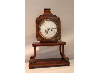 Unusual Antique Wood Case Clock With Enamel Face