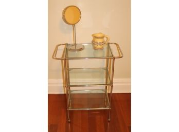 Modern Brass Vanity Cart With Adjustable Mirror