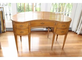 Art Deco Style Kidney Shaped Desk In Light Wood Finish