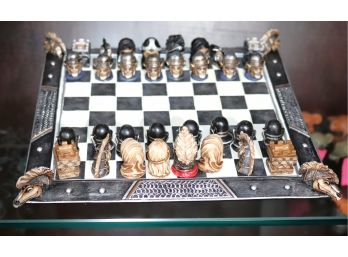 Vintage Miniature Chess Set Featuring Skulls