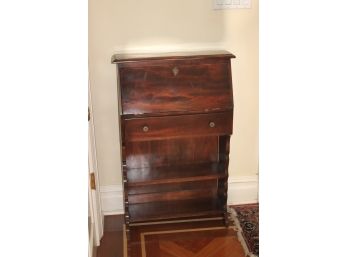 Antique Mahogany Accessory Bookcase Cabinet With Drop Front Desk