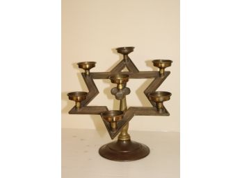 Vintage Metal Star Of David With 7 Candleholders