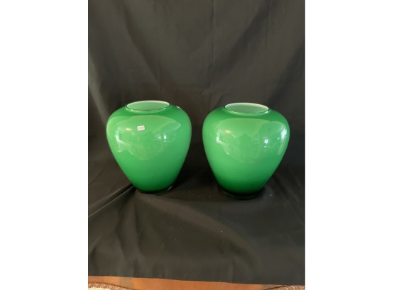 2  Schott  Zwiesel Green Vases From Poland