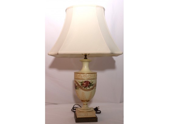 Beautiful Hand Painted Table Lamp Painted By Artist J. Nasek With Pretty Floral Detail