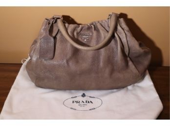 Designer Prada Women's Distressed Leather Handbag With Card & Duster