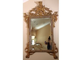 42.Fabulous Ornate Gilded Wall Mirror With A Beveled Edge, May Have Had Some Repair That Is Very Hard To Noti