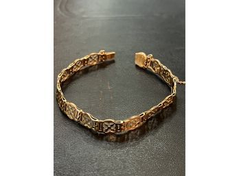 14K YG 7.5' Pierced Link Bracelet