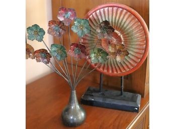 Decorative Pieces Includes Metal Floral Piece