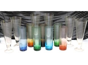 Fun Colored Set Of Glasses, Includes Pilsner Glasses As Pictured!