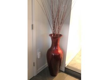 Beautiful Tall Lacquered Wood Vase With Faux Branch Display
