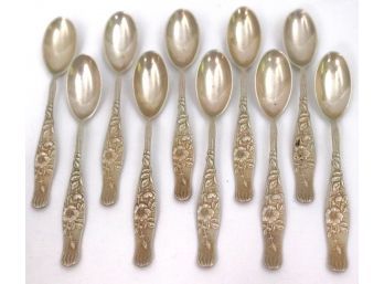 Collection Of 10 Tiffany & Co Demitasse Sterling Silver Spoons