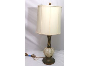 Beautiful Hand Painted Table Lamp, Gold Tone Paint! With A Felt Bottom Really Unique Design