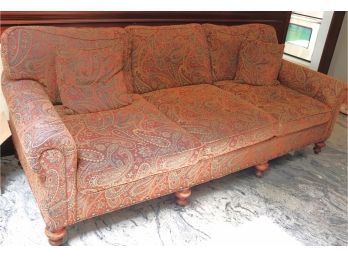 Custom Sofa By Old Hickory Tannery, Down Filled Very Comfortable, Paisley Pattern