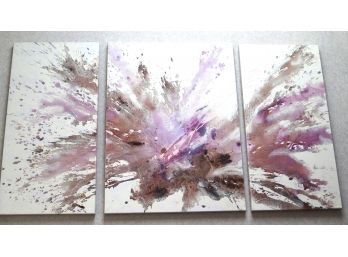 80s Style Splatter Triptych Painting By D. Taylor