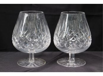 2 Oversized Waterford Heavy Crystal Brandy Glasses In Kildare Pattern
