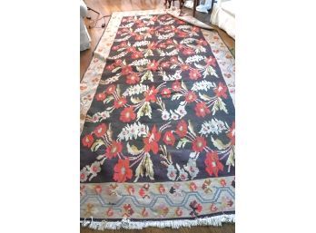 Turkish Kilim Rug With Floral Design Measures Approximately 152 Inches X 6  Feet