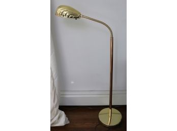 Vintage Brass Floor Lamp With A Flexible Adjustable Shell-Like Shade