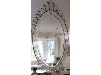 Fabulous Large Oval Venetian Wall Mirror Appx 31.5 Inches X 58 Inches