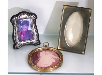 Collection Of 3 Vintage Miniature Picture Frames Includes 1 Sterling Frame As Pictured