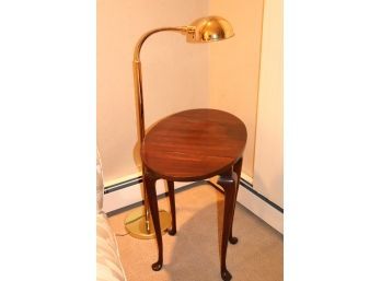 Small Drop Leaf Side Table With Queen Anne Legs Includes A Vintage Brass Floor Lamp With Adjustable Light